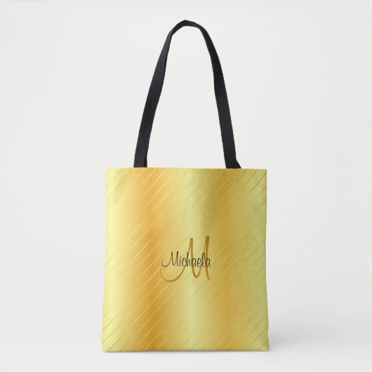 Monogram Gold Look Elegante Moderne Vorlage Tasche (Vorderseite)