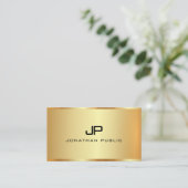 Monogram Gold Look Moderne Premium Silk Visitenkarte (Stehend Vorderseite)