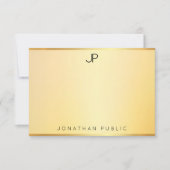 Monogram Gold Look Template Moderne, einfache Eleg Mitteilungskarte (Vorderseite)