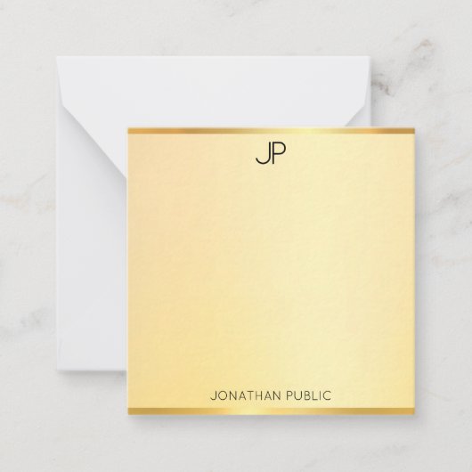 Monogram Gold Look Template Monogram Modern Simple Mitteilungskarte (Vorderseite)
