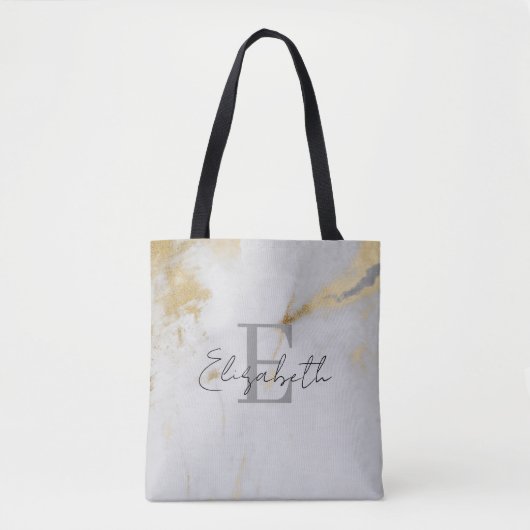 Monogram Gold Marble Gray Tasche (Vorderseite)