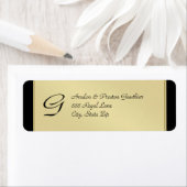 Monogram Gold Metal Black Wedding Address Label (Insitu)