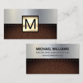 Monogram Gold Metallic | Leder Visitenkarte (Vorne/Hinten)