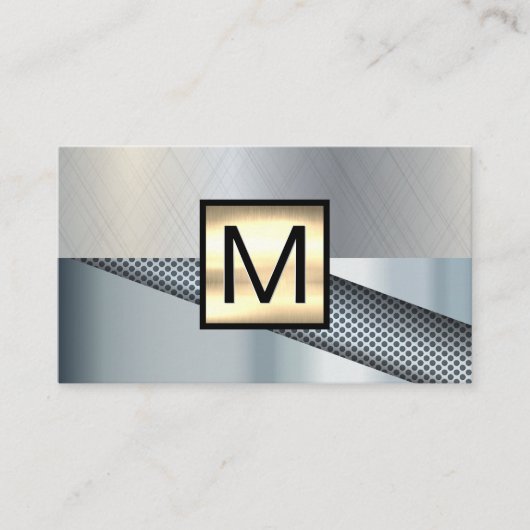 Monogram Gold Metallic | Vorgesehener Hintergrund Visitenkarte (Vorderseite)