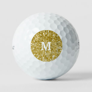 MONOGRAM GOLD METALLIC WHITE CUSTOM GOLF BALLS GOLFBALL