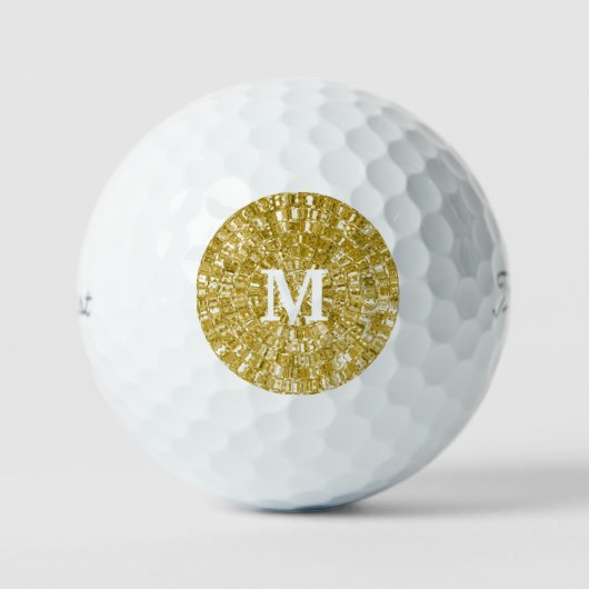 MONOGRAM GOLD METALLIC WHITE CUSTOM GOLF BALLS GOLFBALL (Vorderseite)
