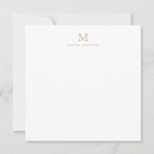 Monogram Gold Minimalistisch Classic Formal Elegan Mitteilungskarte (Vorderseite)