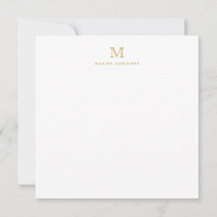 Monogram Gold Minimalistisch Classic Formal Elegan Mitteilungskarte
