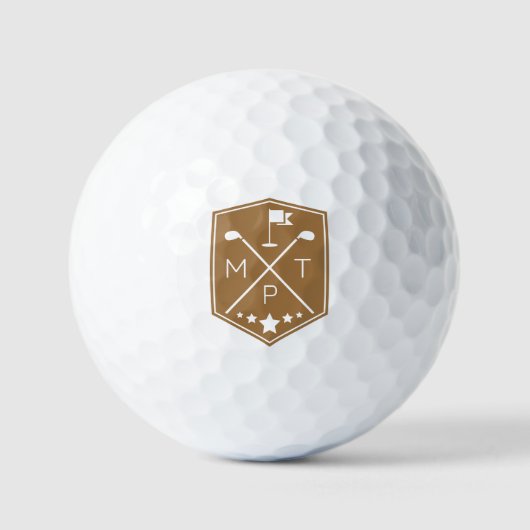 Monogram Gold Name Personalisiert Golfball (Vorderseite)
