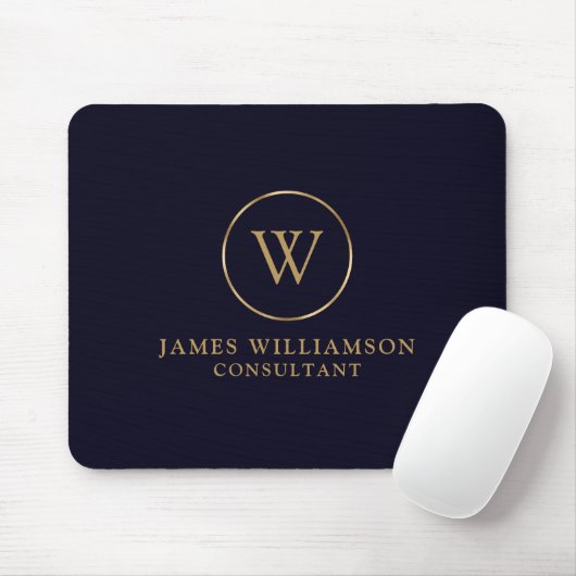 Monogram Gold Navy Business Mousepad (Mit Mouse)