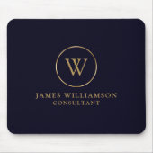 Monogram Gold Navy Business Mousepad (Vorne)
