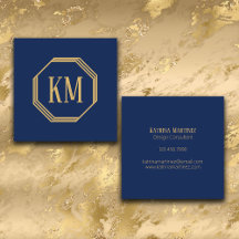 Monogram Gold Navy | Moderner Minimalistischer Chi