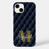 Monogram Gold Navy Muster Case-Mate iPhone Hülle (Rückseite)