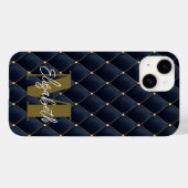 Monogram Gold Navy Muster Case-Mate iPhone Hülle (Rückseite (Horizontal))