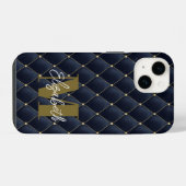 Monogram Gold Navy Muster iPhone Hülle (Rückseite (Horizontal))