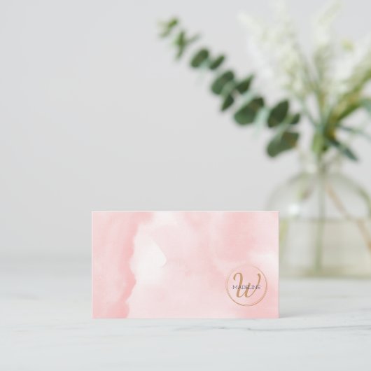 Monogram Gold Pink Wink Personal Visitenkarte (Stehend Vorderseite)