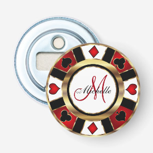 Monogram Gold Poker Chip Design Flaschenöffner