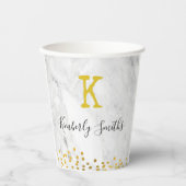 Monogram Gold Punkte auf Marmor Pappbecher (Vorderseite)