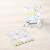 Monogram Gold Punkte auf Marmor Rechteckiger Pappuntersetzer (Vor Ort)