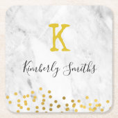Monogram Gold Punkte auf Marmor Rechteckiger Pappuntersetzer (Vorderseite)