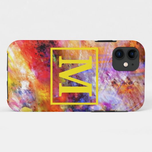 Monogram Gold Red Abstrakt Art Case-Mate iPhone Hülle (Rückseite (Horizontal))