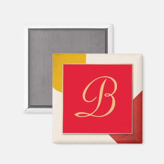 Monogram Gold Script B Magnet (Vorderseite/Rückseite)