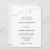 Monogram Gold Script Dusty Rose Einladung Hochzeit (Vorderseite)
