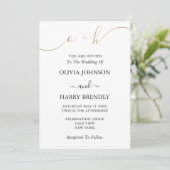 Monogram Gold Script Dusty Rose Einladung Hochzeit (Stehend Vorderseite)