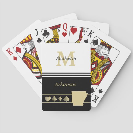 Monogram Gold Silhouette Arkansas Spielkarten (Rückseite)