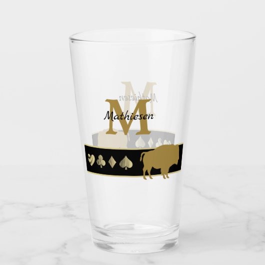 Monogram Gold Silhouette Bison Glas (Vorderseite)