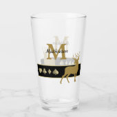 Monogram Gold Silhouette Buck Deer Glas (Rückseite)