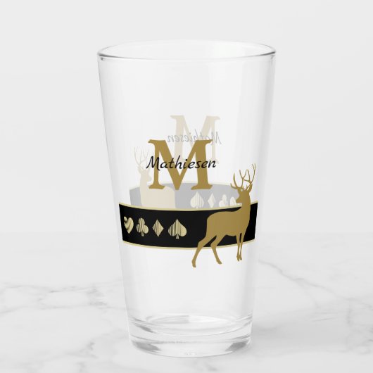 Monogram Gold Silhouette Buck Deer Glas (Rückseite)