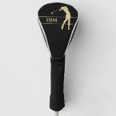 Monogram Gold Silhouette Female Golfer Golf Headcover (Vorderseite)