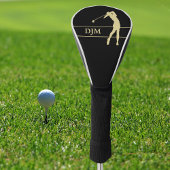 Monogram Gold Silhouette Female Golfer Golf Headcover