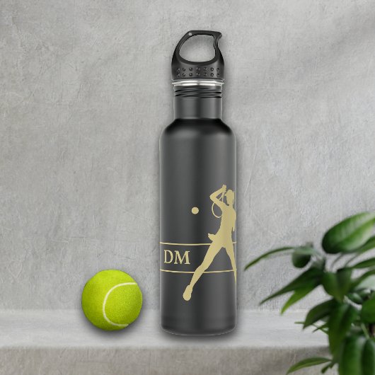 Monogram Gold Silhouette Female Tennis Player Edelstahlflasche