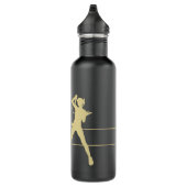 Monogram Gold Silhouette Female Tennis Player Edelstahlflasche (Rechts)