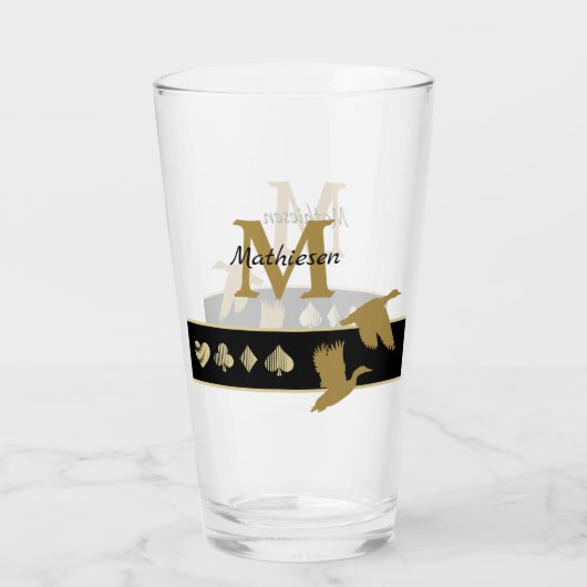 Monogram Gold Silhouette Flying Encks Glas (Rückseite)