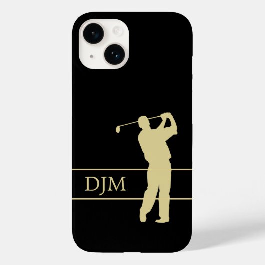 Monogram Gold Silhouette Golfer Case-Mate iPhone Hülle (Rückseite)