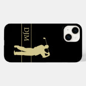 Monogram Gold Silhouette Golfer Case-Mate iPhone Hülle (Rückseite (Horizontal))