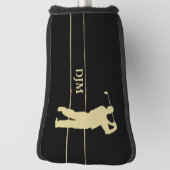 Monogram Gold Silhouette Golfer Golf Putter Cover Golf Headcover (Rotieren 90)