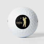 Monogram Gold Silhouette Golfer Golfball (Vorderseite)