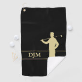 Monogram Gold Silhouette Golfer Golfhandtuch (Insitu)