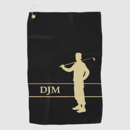 Monogram Gold Silhouette Golfer Golfhandtuch