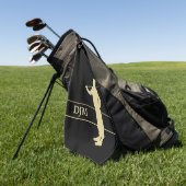 Monogram Gold Silhouette Golfer Golfhandtuch (Gras)