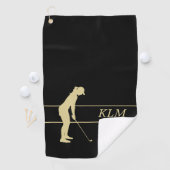 Monogram Gold Silhouette Golfer Golfhandtuch (Insitu)