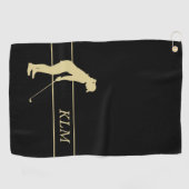 Monogram Gold Silhouette Golfer Golfhandtuch (Horizontal)
