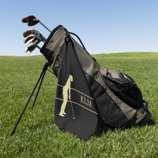 Monogram Gold Silhouette Golfer Golfhandtuch (Gras)