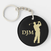 Monogram Gold Silhouette Golfer Schlüsselanhänger (Vorderseite)