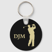 Monogram Gold Silhouette Golfer Schlüsselanhänger (Vorderseite)