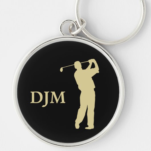 Monogram Gold Silhouette Golfer Schlüsselanhänger (Vorne)